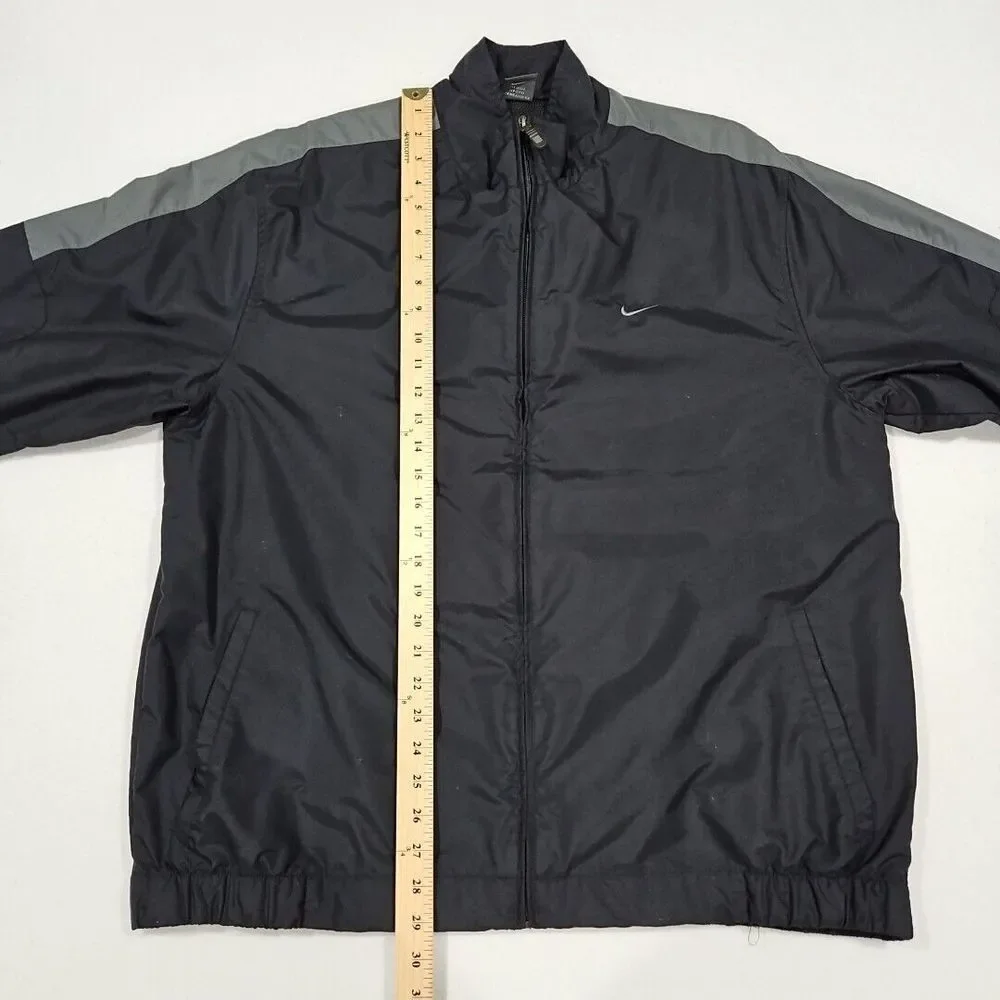 Nike Nylon‎ Jacket Men XL Black Gray Vintage Full Zip Oversized Windbreaker Y2K